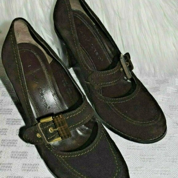 ZOEY Easy Step Dress Shoe Size 7 Women's Dark Suede Buckle & Block Heel - Picture 5 of 6